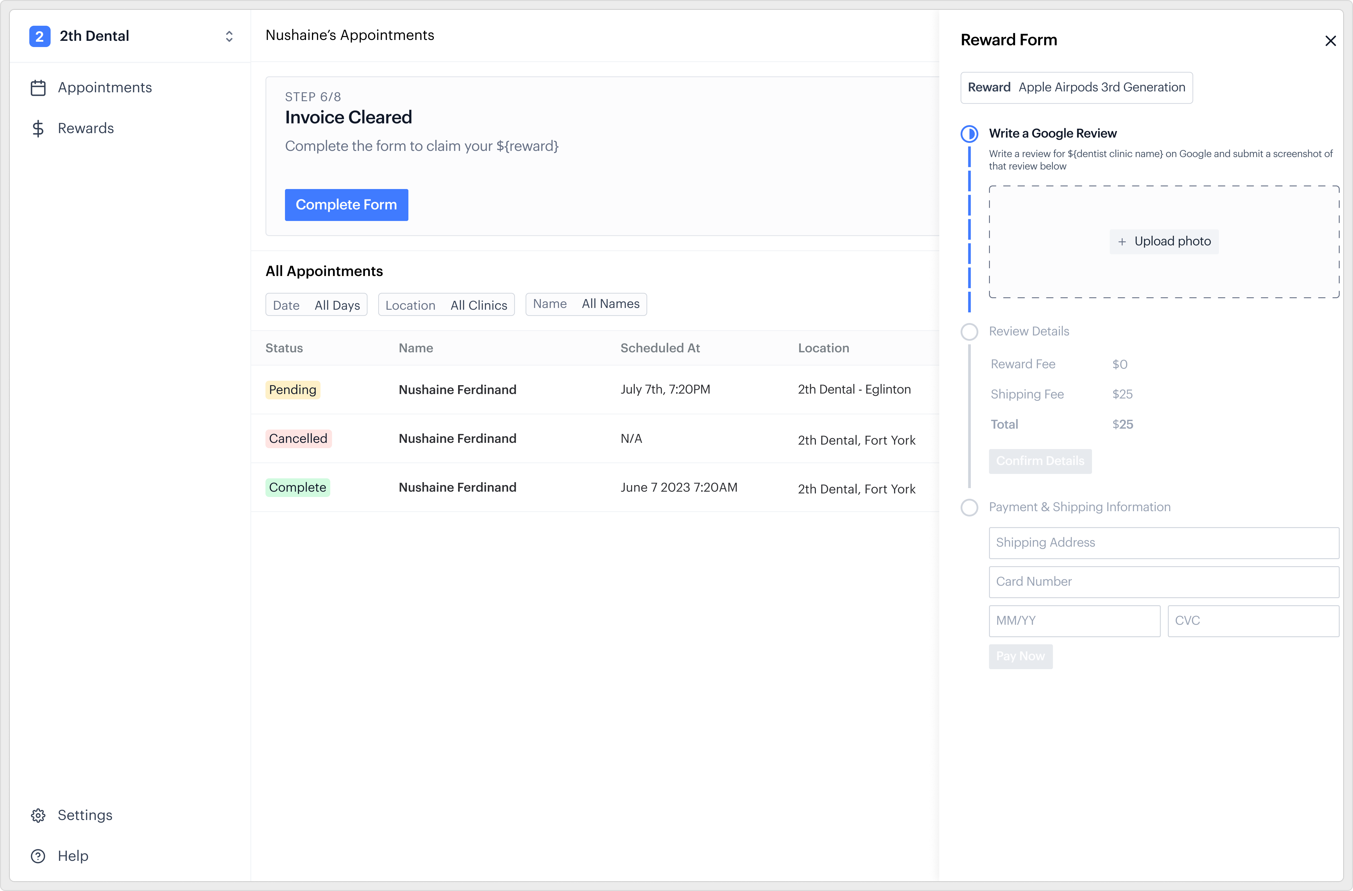 Snapsmile dashboard