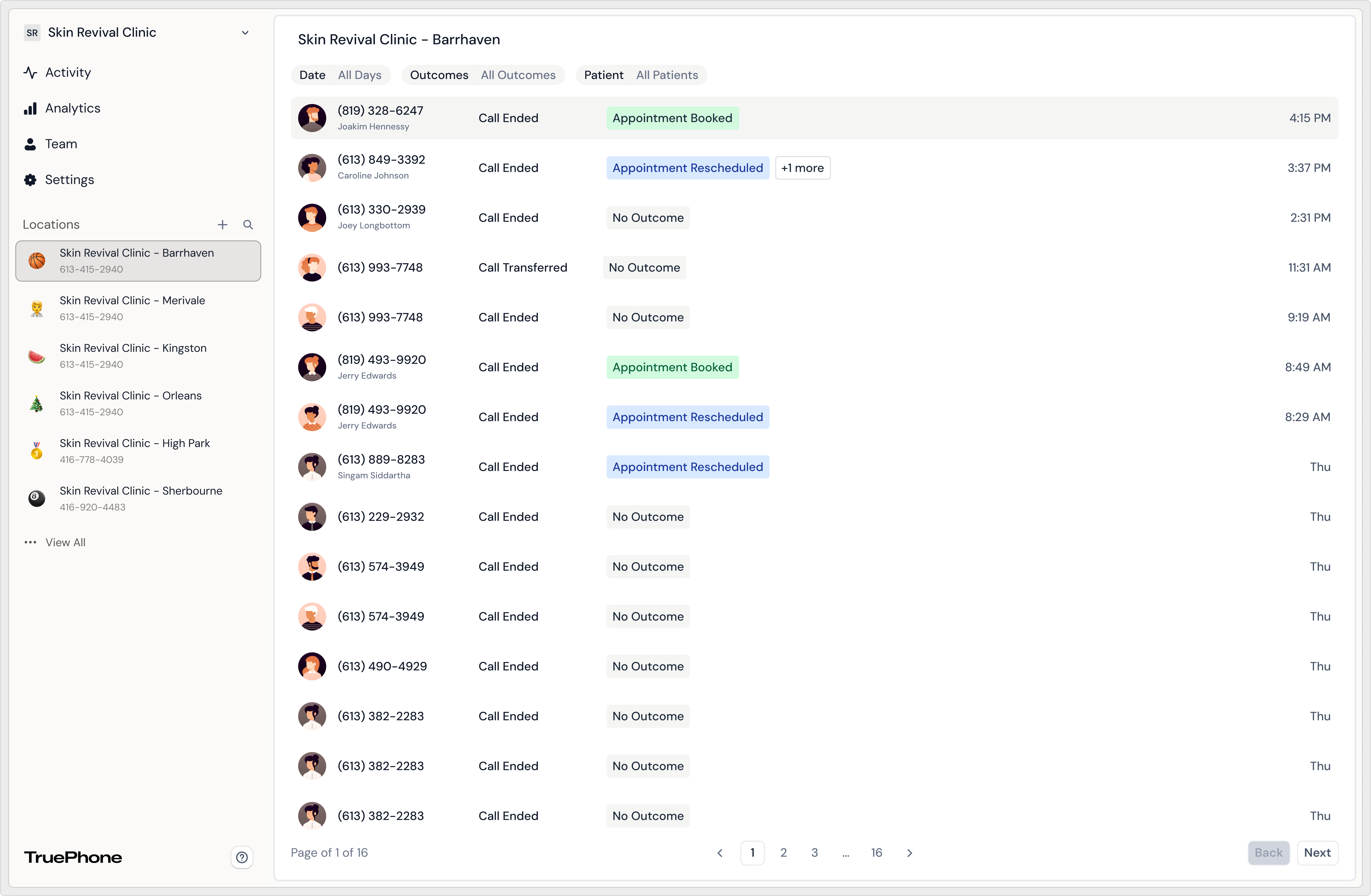 Truephone dashboard